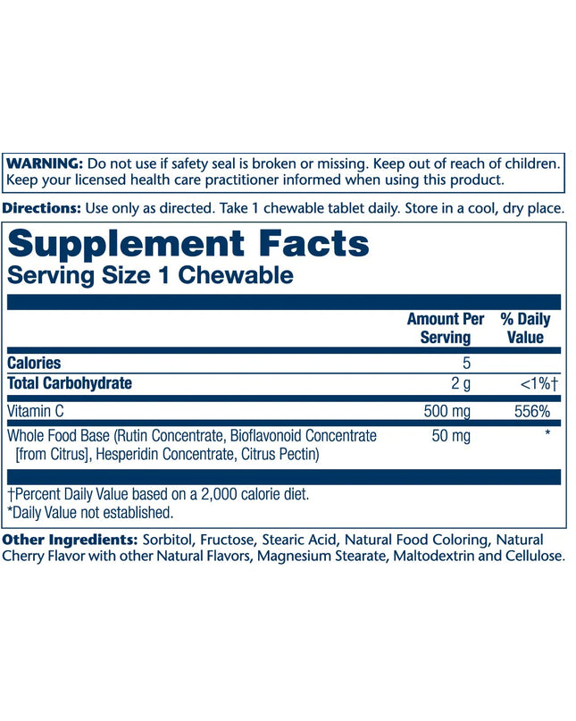 Solaray // VITAMIN C CHEWABLE // Cherry // 500mg // 100ct