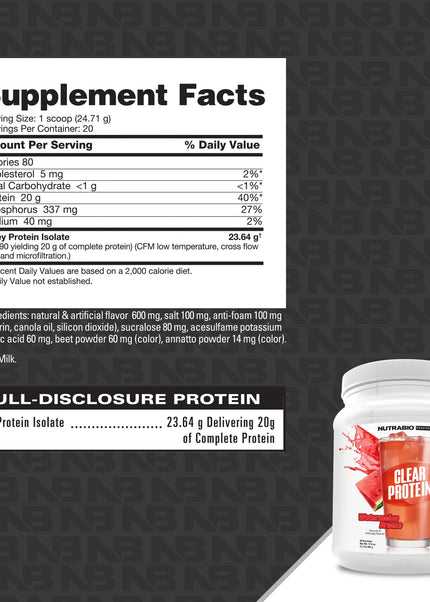 Nutrabio // Clear Whey Protein Isolate // 20sv
