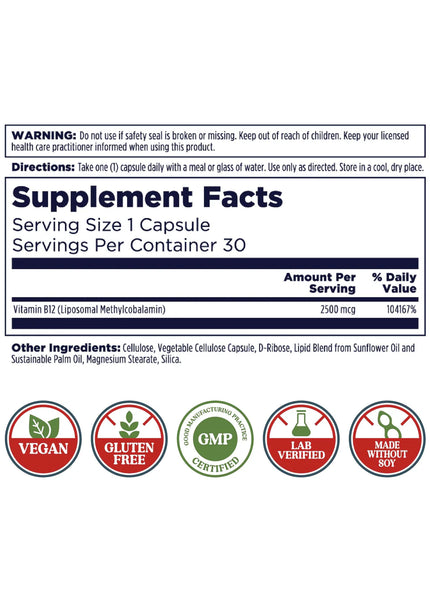 Kal // LIPOSOMAL B12 // 2500mcg // 30ct