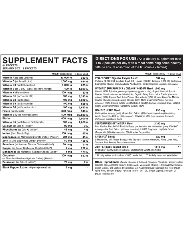 Myogenix // MYOVITE // Multivitamin // 44 packets