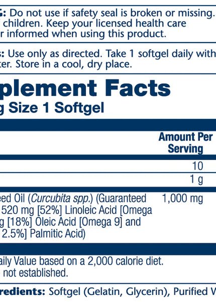 Solaray // PUMPKIN SEED OIL 1,000mg (softgel) // 90ct