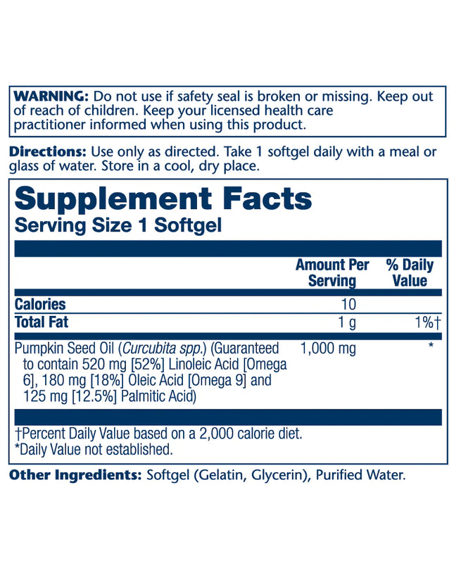 Solaray // PUMPKIN SEED OIL 1,000mg (softgel) // 90ct